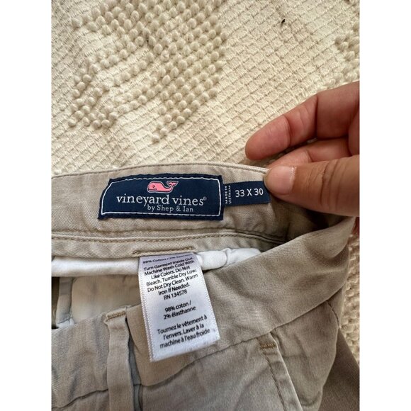 Vineyard Vines Mens Slacks Sz 33 Khaki Tan Straight Leg Chino Classic Preppy - Picture 5 of 10